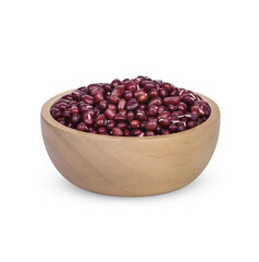 Red bean seeds in a wooden cup isolated on transparent background (.PNG)
