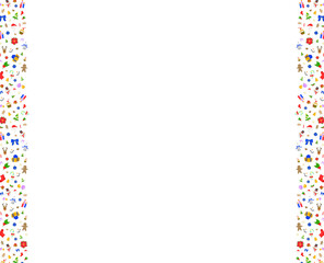 大小入り混じるクリスマスモチーフの背景素材（サイド）
