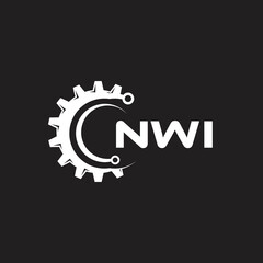 NWI letter technology logo design on black background. NWI creative initials letter IT logo concept. NWI setting shape design.

