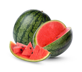 watermelon and slice of watermrlon isolated on transparent background (.PNG)