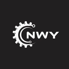 NWY letter technology logo design on black background. NWY creative initials letter IT logo concept. NWY setting shape design.
