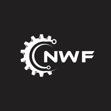 NWF letter technology logo design on black background. NWF creative initials letter IT logo concept. NWF setting shape design.
