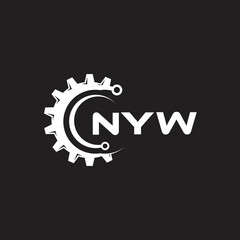 NYW letter technology logo design on black background. NYW creative initials letter IT logo concept. NYW setting shape design.
