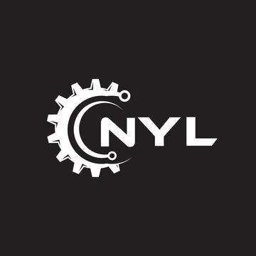 NYL letter technology logo design on black background. NYL creative initials letter IT logo concept. NYL setting shape design.

