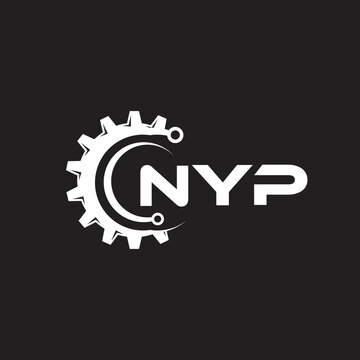 NYP letter technology logo design on black background. NYP creative initials letter IT logo concept. NYP setting shape design.
