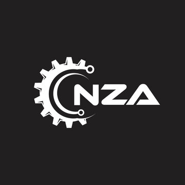 NZA letter technology logo design on black background. NZA creative initials letter IT logo concept. NZA setting shape design.
