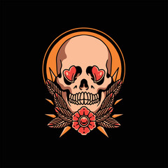 love skull tattoo vector design