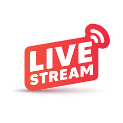 Live stream flat icon. Vector red design element for news, radio, TV or online broadcasting