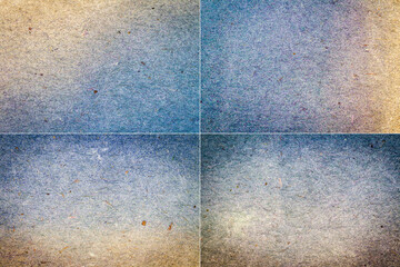 Collection of blue and yellow handmade craft paper texture backgrounds