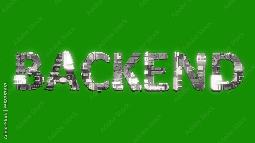 Poster silver grey cybernetical text backend with animation on chroma key screen, isolated - loop video