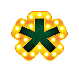 star retro cinema light bulb sign alphabet