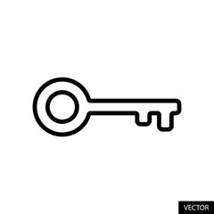 Key vector icon in line style design for website design, app, UI, isolated on white background. Editable stroke. Vector illustration.