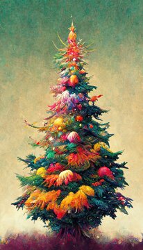 Christmas Tree, avant-garde, high-chroma, fine details