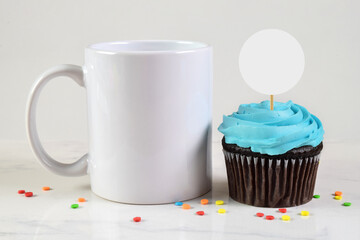 11 oz Mug and Cupcake Topper Mockup
