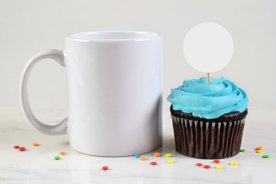 11 oz Mug and Cupcake Topper Mockup