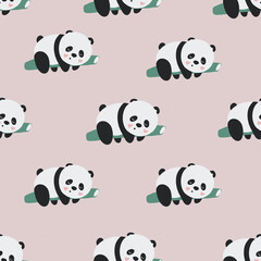 seamless pattern with cute panda
