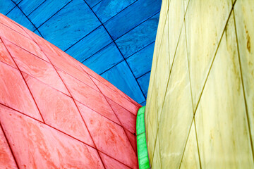 Multicolored abstract shape. Blue, red, green and yellow colors.