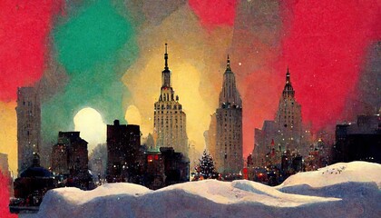 Christmas, New York City, avant-garde, high-chroma, fine details