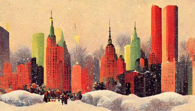 Christmas, New York City, avant-garde, high-chroma, fine details
