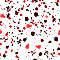 Red ink watercolor blots seamless pattern. Template for decorating designs and illustrations.