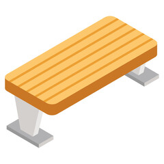 Outdoor sitting wooden bench icon