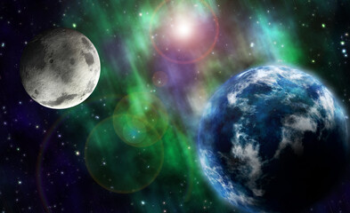 Obraz na płótnie Canvas Space illustration of planets and stardust.