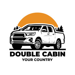 Adventure double cabin pickup truck logo vector isolated - obrazy, fototapety, plakaty