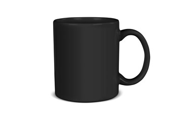 11 oz Black Coffee Mug on White Background