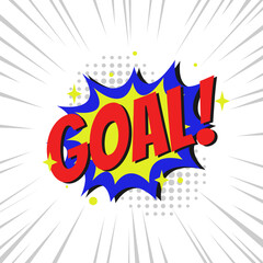 Goal cartoon effect speech bubble design element with red, yellow and blue color about comic, boom, pop art, balloon, and cartoon