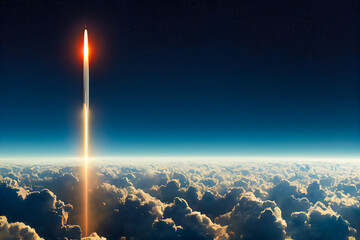 Fototapeta premium Launch of a strategic nuclear cruise missile for a massive attack, illustration 3d
