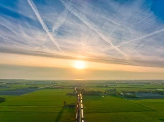 Gordijnen Sunset over the countryside - Holland / The Netherlands. © Alex de Haas