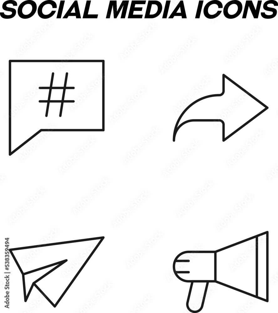 Poster minimalistic outline signs drawn in flat style. editable stroke. vector line icon set with symbols o