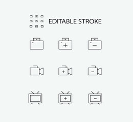 Simple Set of Device Related Vector Line Icons. Contains such Icons as Camera and TV and more. Editable Stroke. 72x72 Pixel Perfect.