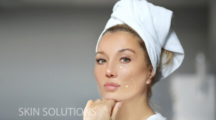 Skin solutions.Concept of rejuvenation,detecting  ageing signs