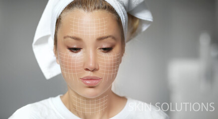 Skin solutions.Concept of rejuvenation,detecting  ageing signs