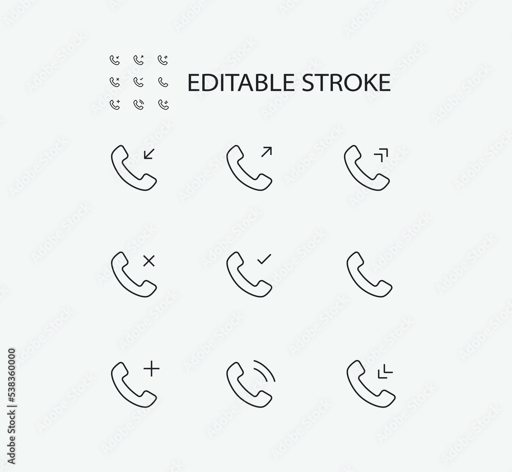 Poster simple set of call related vector line icons. contains such icons as phone and cell and more. editab
