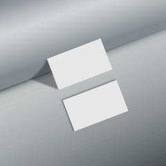 Business Card 3D Mockup Between Fold. Business Card 3D Illustration.