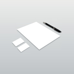 Stationary 3D Mockup Template. 3D Illustration of Stationary Mockup