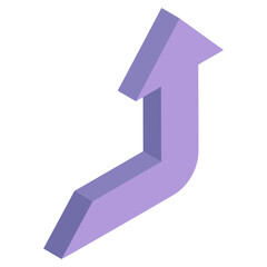 A trendy vector design of turn right upward arrow