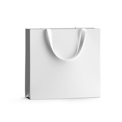 Mockup of blank white shopping gift bag isolated