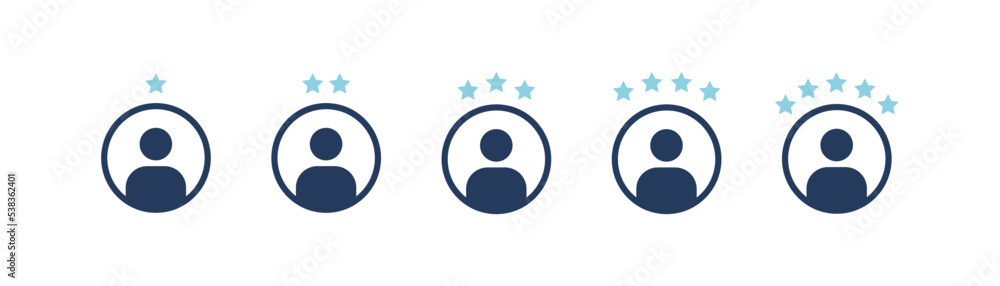 Poster customer experience vector icon . 1 to 5 star satisfaction rating vector icon. rating icon. 1 to 5 s