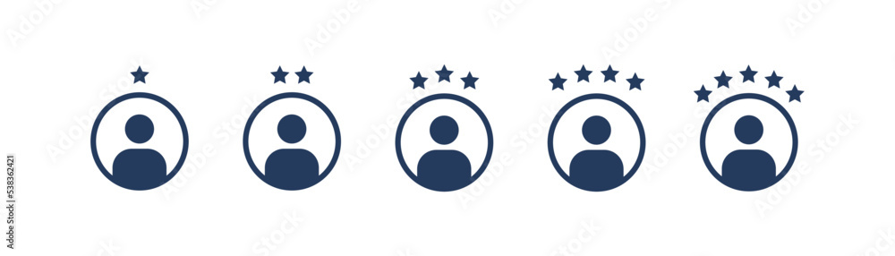 Poster customer experience vector icon . 1 to 5 star satisfaction rating vector icon. rating icon. 1 to 5 s