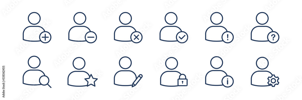 Poster user avatar vector icon . profile user vector icon. add, remove, edit, search, setting user vector i