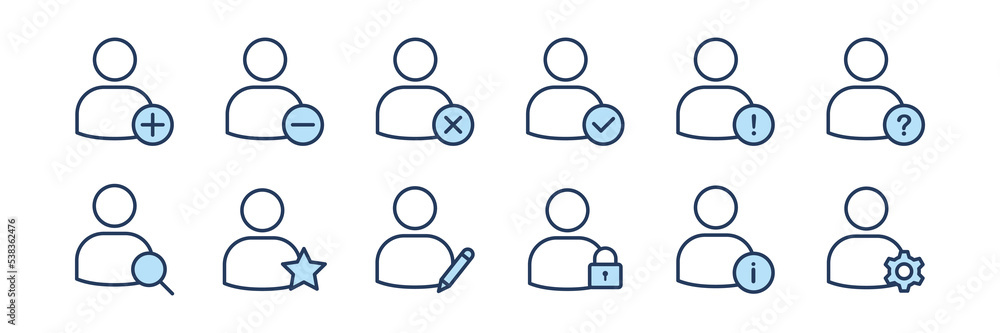 Poster user avatar vector icon . profile user vector icon. add, remove, edit, search, setting user vector i