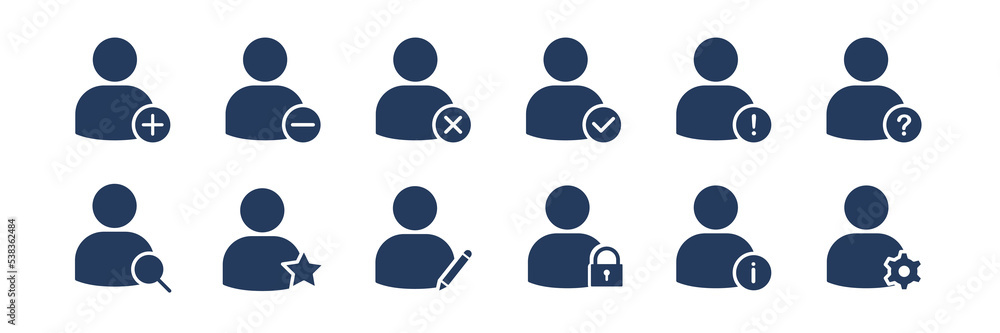 Poster user avatar vector icon . profile user vector icon. add, remove, edit, search, setting user vector i