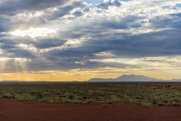 Fototapeta na wymiar Dramatic sunset with clouds near Flagstaff, Arizona
