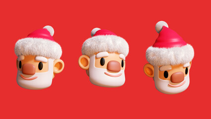Santa Claus Happy 3D emoji faces