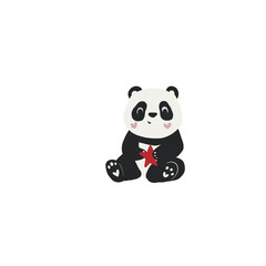 cute panda with red star
