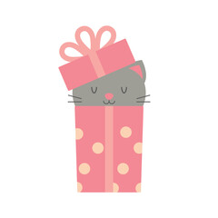 Polka Dot Gift Box Kitty