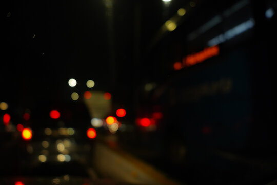 Defocused urban abstract texture background, blurred lights, City night light, light bokeh
